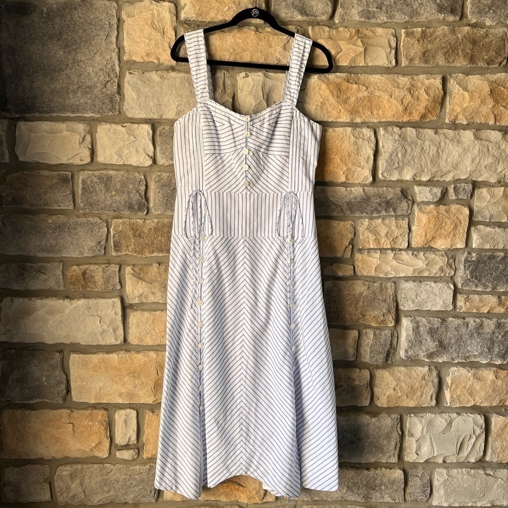 NWT! Rebecca Taylor Pinstripe Midi Tank Dress Sz 12 - Picture 4 of 16